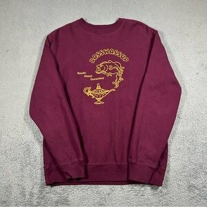 Burgundy & yellow Basswassup crewneck sweatshirt Size Large Men’s 0099